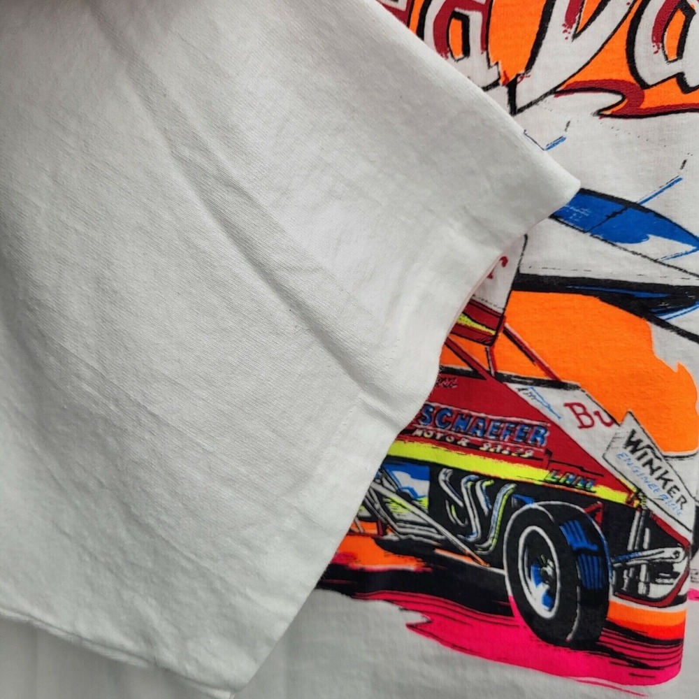 Vintage 90s Sprint Car Mens XXL White Todd Daun Budweiser Superweight Tees U.S.A - Picture 4 of 8